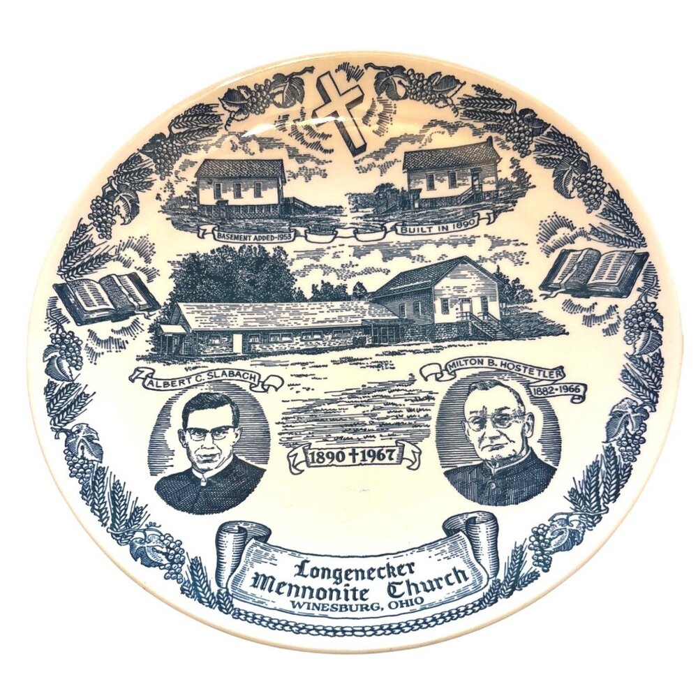 Longenecker Mennonite Church Commemorative Plate Kettlesprings Kilns 1622-S vtg